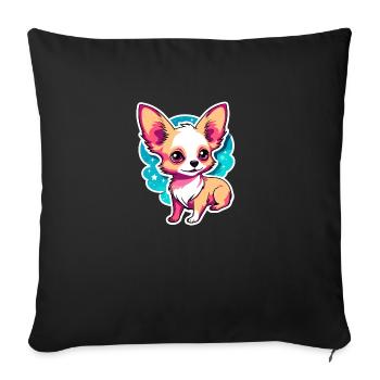 Chihuahua Dog Drawing - Sofa pillowcase 17,3'' x 17,3'' (45 x 45 cm) - black - Front