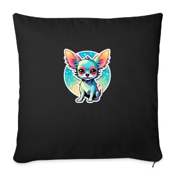 Chihuahua Dog Drawing - Sofa pillowcase 17,3'' x 17,3'' (45 x 45 cm) - black - Front