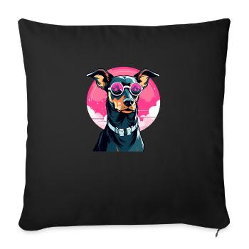 Doberman Dog Drawing - Sofa pillowcase 17,3'' x 17,3'' (45 x 45 cm) - black - Front