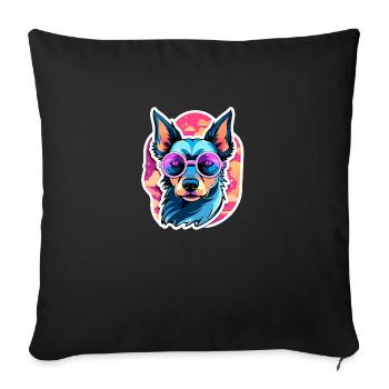 Doberman Dog Drawing - Sofa pillowcase 17,3'' x 17,3'' (45 x 45 cm) - black - Front