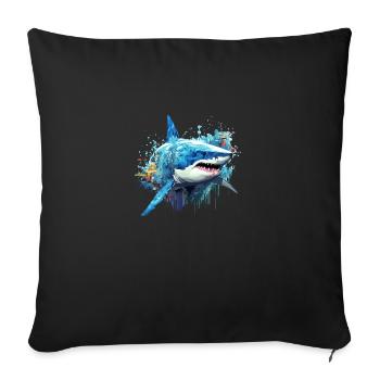Shark Fish Ocean World Wildlife Wonder Abstract - Sofa pillowcase 17,3'' x 17,3'' (45 x 45 cm) - black - Front