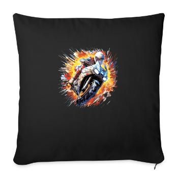 Moto Racing Fast Speed Competition Zusammenfassung - Sofakissenbezug 45 x 45 cm - Schwarz - Vorne