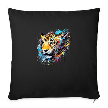 Panther Animal Freedom World Wildlife Abstract - Sofa pillowcase 17,3'' x 17,3'' (45 x 45 cm) - black - Front