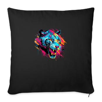 Panther Animal Freedom World Wildlife Abstract - Sofa pillowcase 17,3'' x 17,3'' (45 x 45 cm) - black - Front