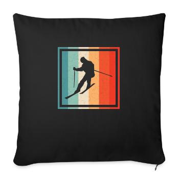 Ski rétro - Housse de coussin décorative 45 x 45 cm - noir - Devant