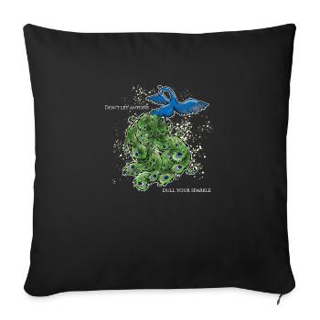 oiseau paon art déco simple dicton drôle étincelles - Housse de coussin décorative 45 x 45 cm - noir - Devant