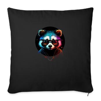 Raton laveur hipster - Housse de coussin décorative 45 x 45 cm - noir - Devant
