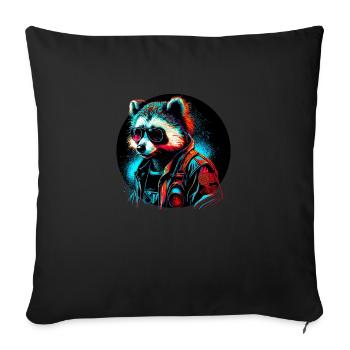 Cyber raccoon - Sofa pillowcase 17,3'' x 17,3'' (45 x 45 cm) - black - Front