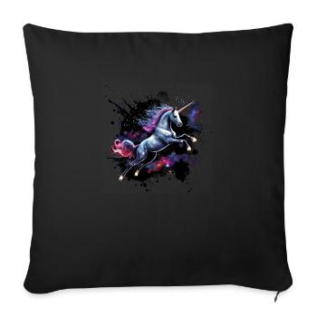 Licorne dans l’espace - Housse de coussin décorative 45 x 45 cm - noir - Devant