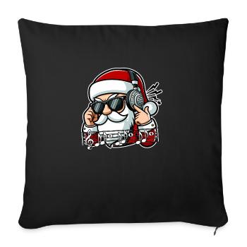 Le Père Noël aime la musique - Housse de coussin décorative 45 x 45 cm - noir - Devant