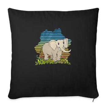 Elefant - Sofakissenbezug 45 x 45 cm - Schwarz - Vorne