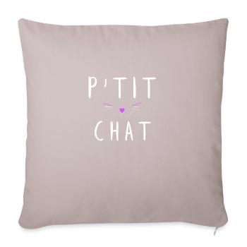 P'tit chat 3 - Sofa pillowcase 17,3'' x 17,3'' (45 x 45 cm) - light taupe - Front