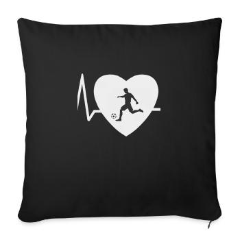 Battement de cœur Football - Housse de coussin décorative 45 x 45 cm - noir - Devant