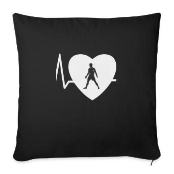 Battement de cœur Football - Housse de coussin décorative 45 x 45 cm - noir - Devant