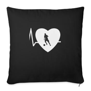 Battement de cœur Football Amour - Housse de coussin décorative 45 x 45 cm - noir - Devant
