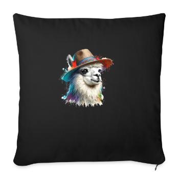 Lama avec chapeau - Housse de coussin décorative 45 x 45 cm - noir - Devant