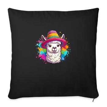 Colorful Cartoon Llama: - Sofa pillowcase 17,3'' x 17,3'' (45 x 45 cm) - black - Front