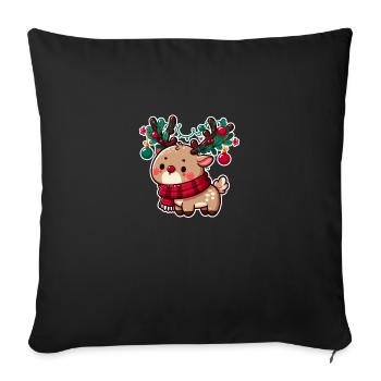Doux renne de Noël - Housse de coussin décorative 45 x 45 cm - noir - Devant