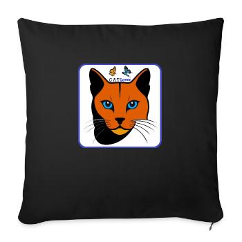 Color Katzenkopf Illustration mit Schmetterlingen - Sofakissenbezug 45 x 45 cm - Schwarz - Vorne