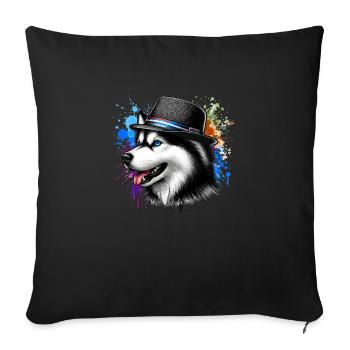 Husky with blue eyes - Sofa pillowcase 17,3'' x 17,3'' (45 x 45 cm) - black - Front