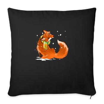 Fox in the snow - Sofa pillowcase 17,3'' x 17,3'' (45 x 45 cm) - black - Front
