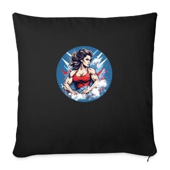 Strong Woman - Sofa pillowcase 17,3'' x 17,3'' (45 x 45 cm) - black - Front