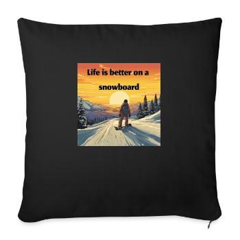 Snowboard Loving Retro Sunset Style - Housse de coussin décorative 45 x 45 cm - noir - Devant