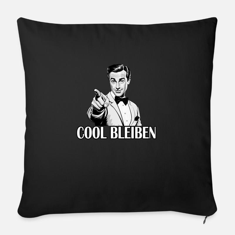 Retro Mann - COOL BLEIBEN - Sofakissenbezug 45 x 45 cm - Schwarz
