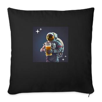 Astronaute beer - Housse de coussin décorative 45 x 45 cm - noir - Devant