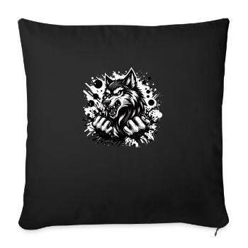 Wolf black and white - Sofa pillowcase 17,3'' x 17,3'' (45 x 45 cm) - black - Front