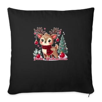 Renne avec décorations de Noël - Joyeux Noël - Housse de coussin décorative 45 x 45 cm - noir - Devant