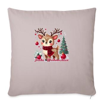 Renne avec décorations de Noël - Joyeux Noël - Housse de coussin décorative 45 x 45 cm - taupe clair - Devant