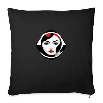 Woman face in b/w/red abstract illustration - Sofa pillowcase 17,3'' x 17,3'' (45 x 45 cm) - black - Front