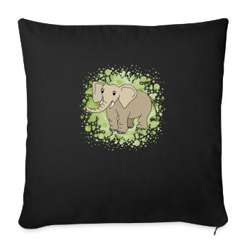 Elefant - Sofakissenbezug 45 x 45 cm - Schwarz - Vorne