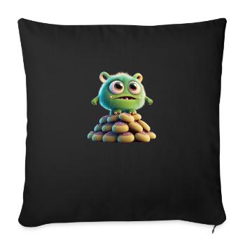 cute monster scary funny spooky sitting on a heap - Sofa pillowcase 17,3'' x 17,3'' (45 x 45 cm) - black - Front