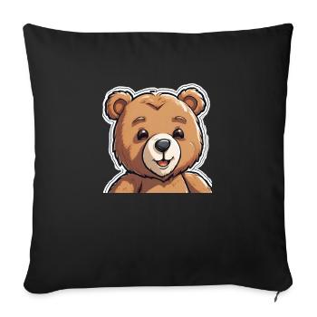 Ours en peluche joyeux - Housse de coussin décorative 45 x 45 cm - noir - Devant