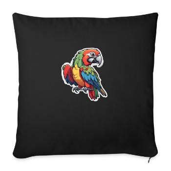 Perroquet ara coloré » - Housse de coussin décorative 45 x 45 cm - noir - Devant