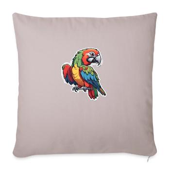Perroquet ara coloré » - Housse de coussin décorative 45 x 45 cm - taupe clair - Devant