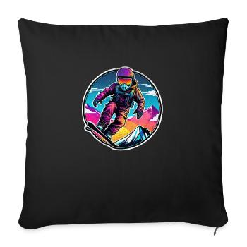 snowboard neige et ski - Housse de coussin décorative 45 x 45 cm - noir - Devant