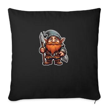 Brave dwarf with spear - Sofa pillowcase 17,3'' x 17,3'' (45 x 45 cm) - black - Front