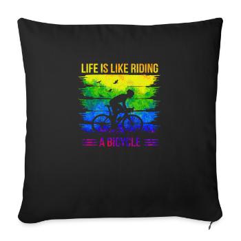 bike bicycle cycle lifestyle healthy transport - Sofa pillowcase 17,3'' x 17,3'' (45 x 45 cm) - black - Front