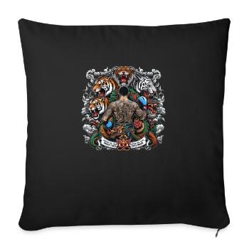 Muay Thai Kickboxen Boxer buntes Motiv - Sofakissenbezug 45 x 45 cm - Schwarz - Vorne