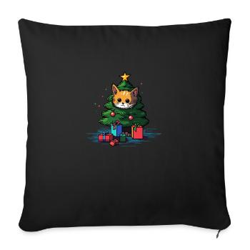 Xmas cat - Sofa pillowcase 17,3'' x 17,3'' (45 x 45 cm) - black - Front