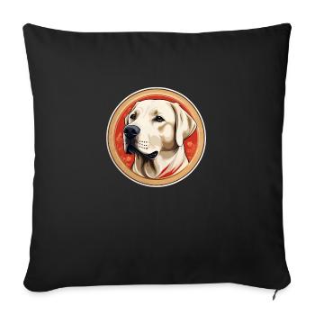 Labrador Head - Colored Round Illustration - Sofa pillowcase 17,3'' x 17,3'' (45 x 45 cm) - black - Front