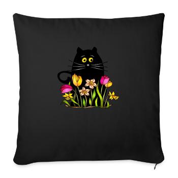 Katze - Sofakissenbezug 45 x 45 cm - Schwarz - Vorne