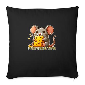 Pure Cheese Love - Souris au fromage - Housse de coussin décorative 45 x 45 cm - noir - Devant