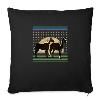 Chevaux - Housse de coussin décorative 45 x 45 cm - noir - Devant