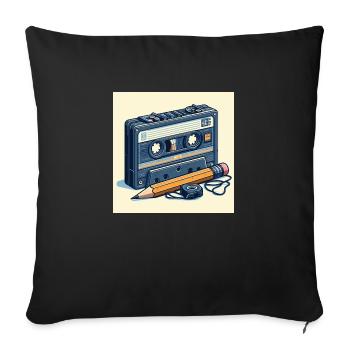 Crayon et cassette - Housse de coussin décorative 45 x 45 cm - noir - Devant