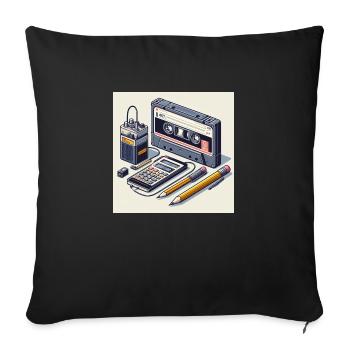 Kassettenrekorder und Stift - Sofakissenbezug 45 x 45 cm - Schwarz - Vorne