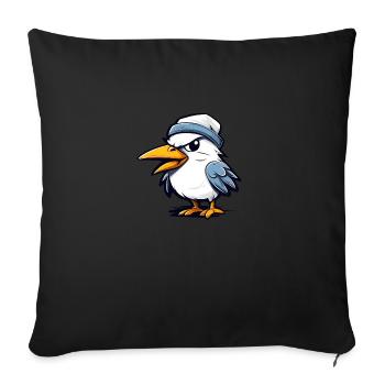Cute angry seagull with cap - Sofa pillowcase 17,3'' x 17,3'' (45 x 45 cm) - black - Front